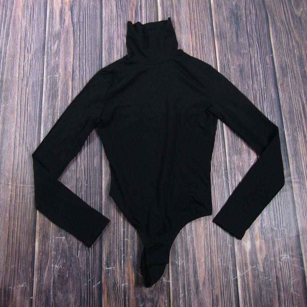 Madewell Bodysuit Womens XS Black Turtleneck Long Sleeve High Leg Stretch N0419